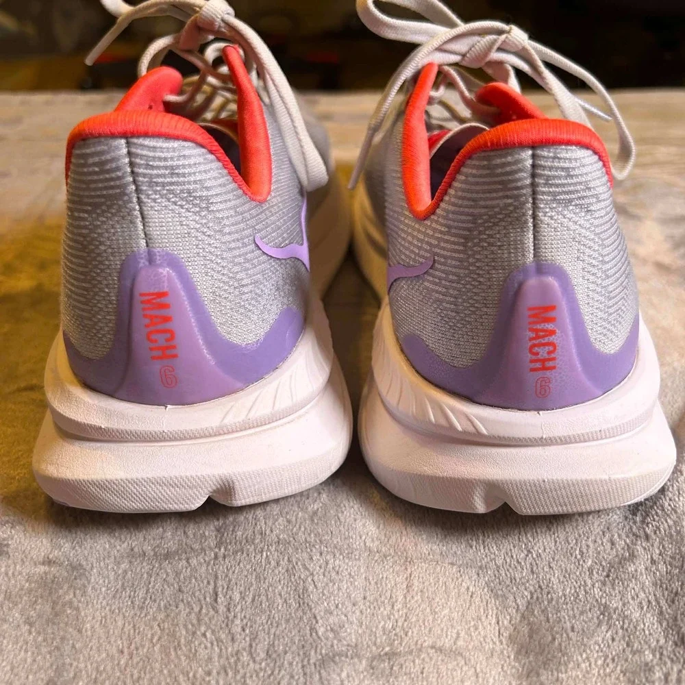 Hoka One One Mach 6 Womens 8 Gray Pink Purple Road Running Shoes 1147810 PLDS
